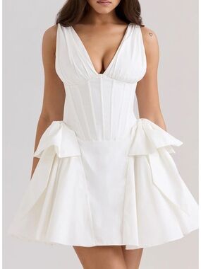 HOUSE OF CB Amalia Twin Bow Cotton Mini Dress